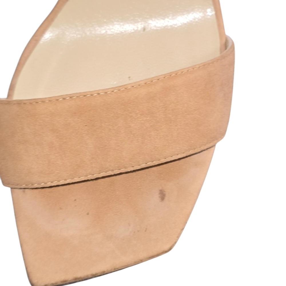 Jimmy Choo Maysa Caramel Suede Sandals Crystal Buckle Size 36/6 Heel 3" - Picture 9 of 11